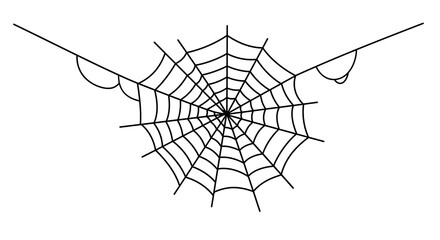 Intricate Spiderweb Line Art: Halloween Decor