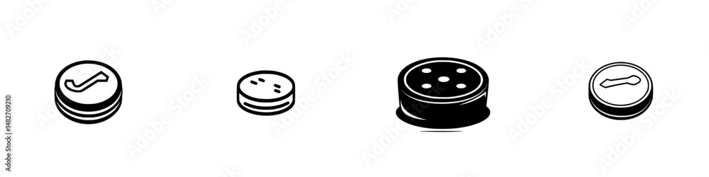 Poster collection of vector illustration icons representing various buttons and switches in a minimalist de