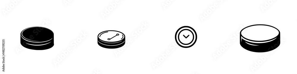 Poster vector icons of round buttons and controls for user interfaces, designed with clean lines and minima