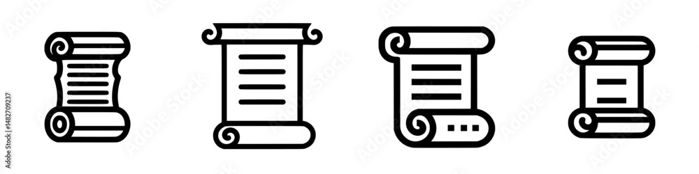 Poster vector illustration of scroll icons representing various designs and styles for use in digital platf