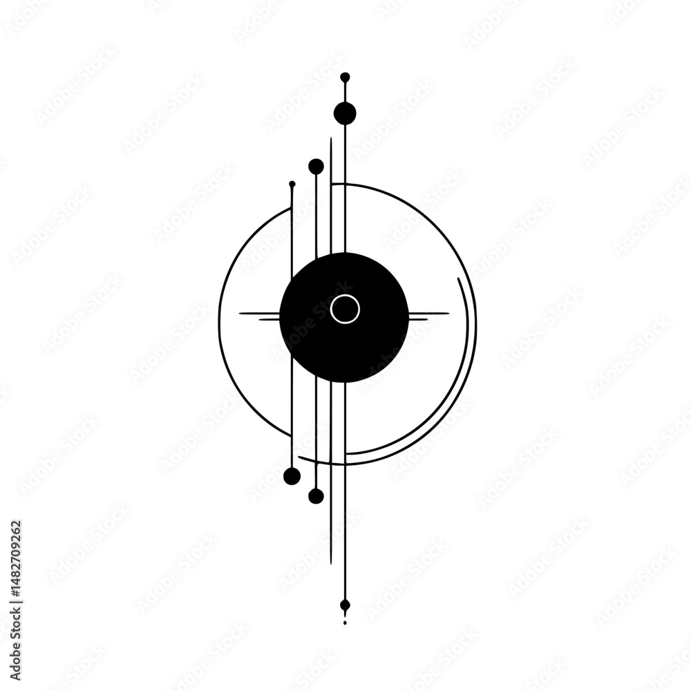 Poster abstract vector illustration of a circular design with lines and dots representing modern geometric 