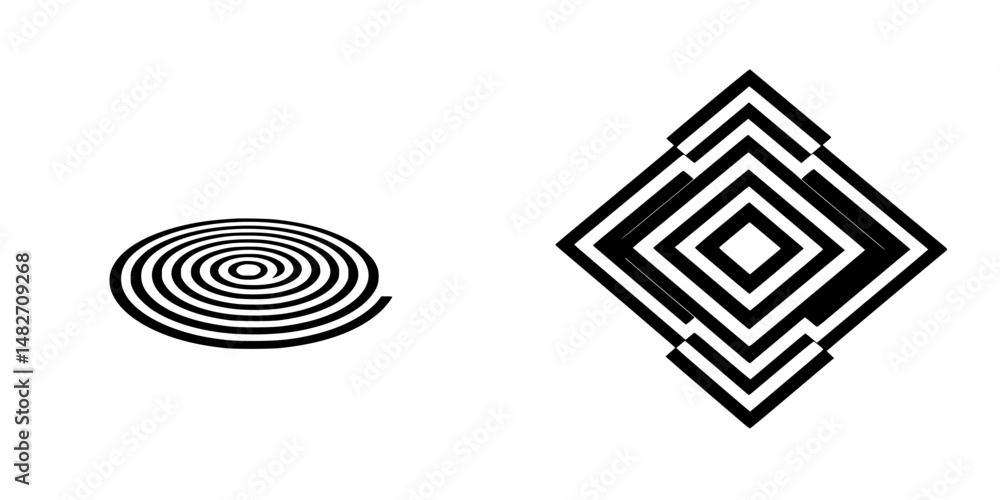 Poster vector illustration of abstract spiral and diamond patterns suitable for modern design projects