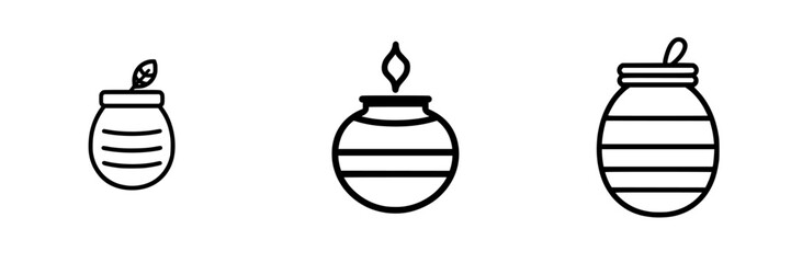 Obraz premium Vector illustration icons of decorative jars with simple designs and different lids, suitable for craft projects or branding purposes