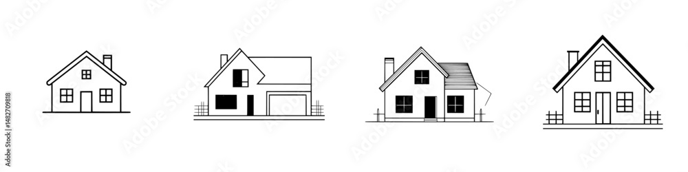 Poster vector illustration of various house designs showcasing unique architecture styles and structures su