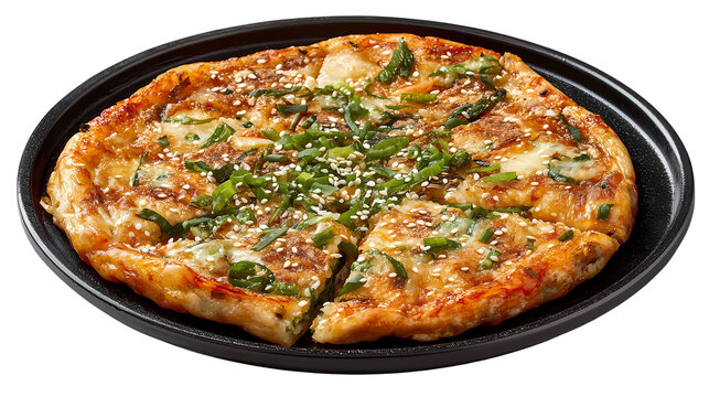 Savory Scallion Pizza Recipe isolated on transparent background