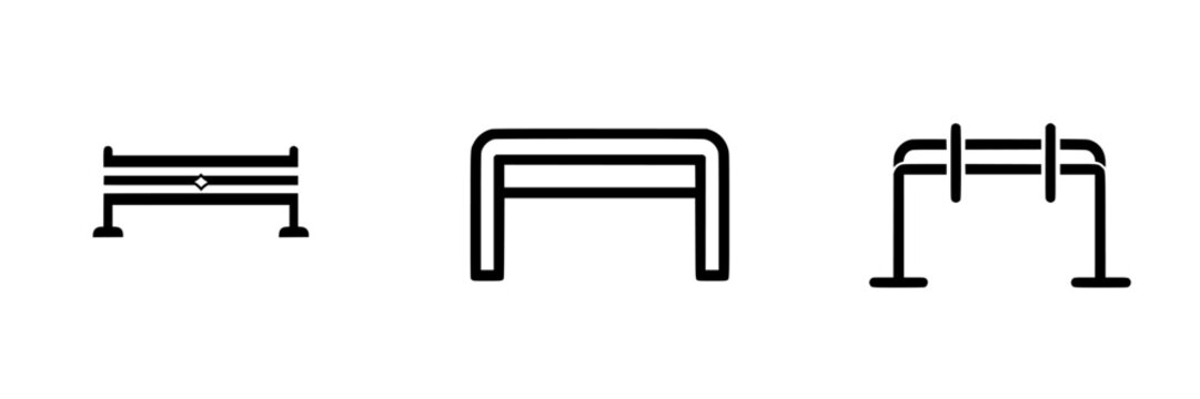Different designs of parallel bars used in gymnastics for strength training and competitive sports