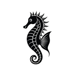 Obraz premium Flat and Minimal seahorse icon vector illustration isolated on white background
