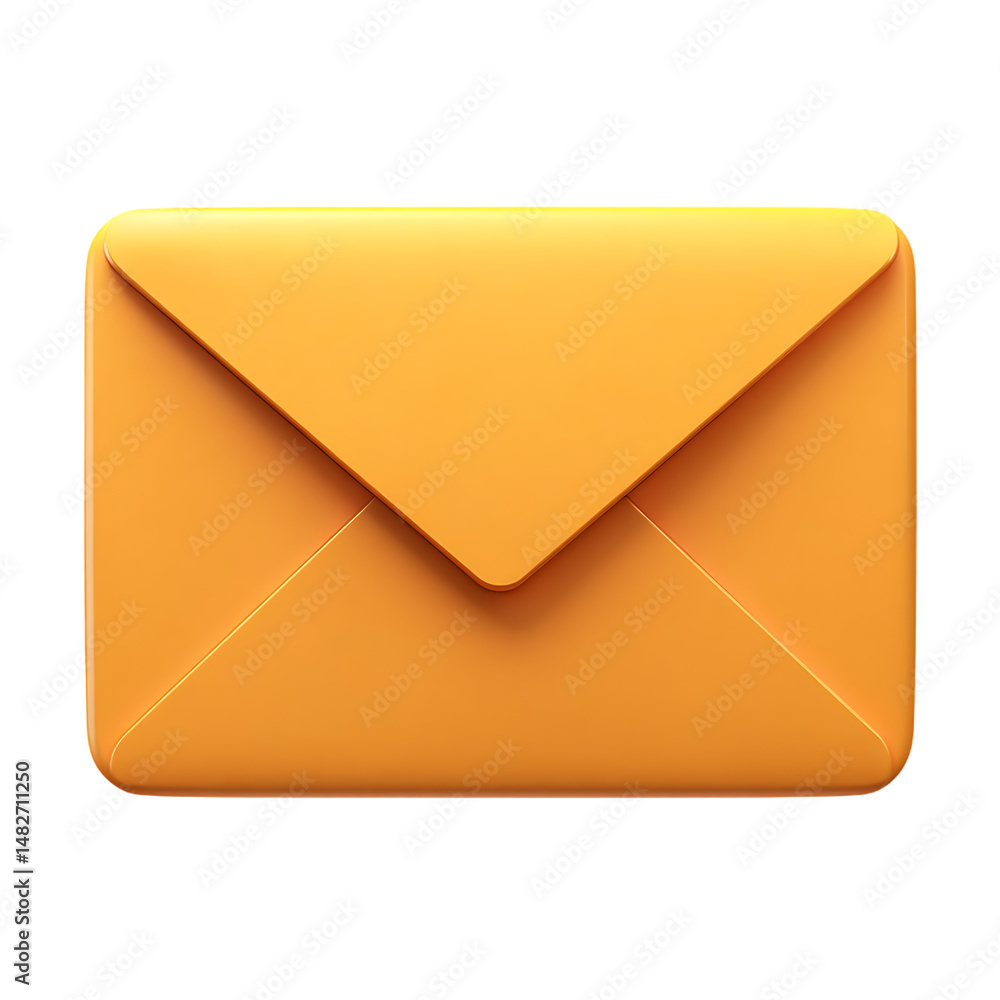 Poster 3d render of an orange envelope on transparent background