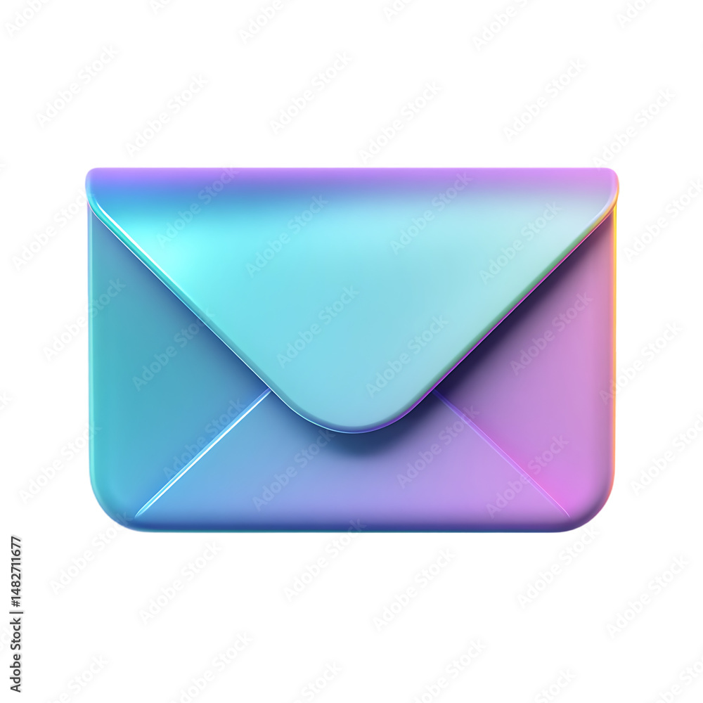 Poster 3d render of a colorful envelope icon on transparent background