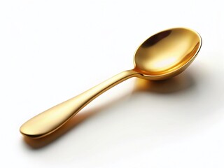 Minimalist Golden Spoon Isolated on White Background - Luxury, Elegant Flatlay