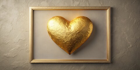 Minimalist Golden Heart with Foil Texture Frame - Elegant Valentine's Day Design