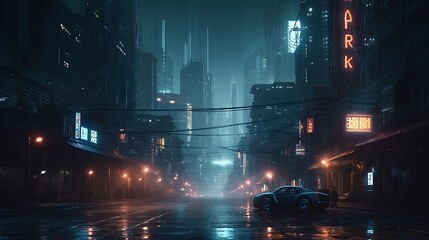 Fototapeta premium Cyberpunk Cityscape. (11)