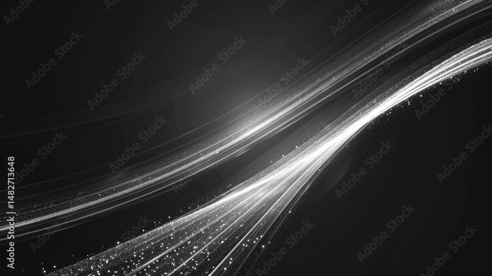 Poster black and vibrant color abstract flowing wave pattern with black background. abstract image of light