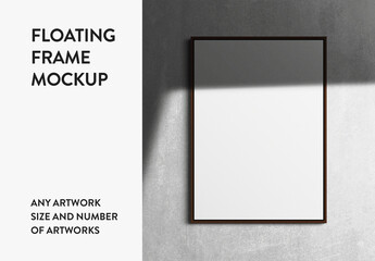 Floating Frame Print Canvas Any Size Interior Wall Art Poster Room Mockup Template
