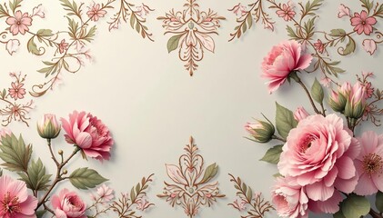 Elegant floral damask design, subtle color palette for sophisticated interior d?cor , interior, stylish