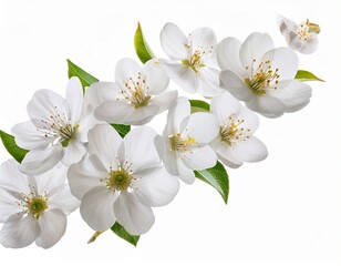 Obraz premium flying white flowers isolated on white background cutout