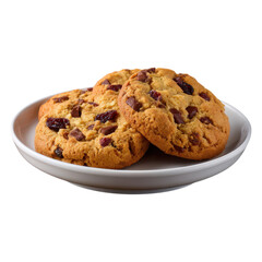 Delicious Cranberry Chocolate Chip Cookies on a Plate Sweet Treats for Dessert or Snack