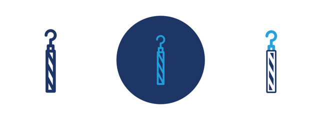 Set of 5 pixel perfect colored Dental pick icon with 1 unexpanded, 1 silhouette,  Vector icon of a sharp dental pick tool used for oral hygiene and dental check-ups.