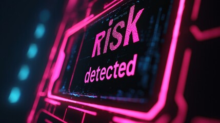 Digital Risk Detection Interface with Neon Pink Highlights