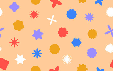 Pattern of geometric abstract different shapes. Background from graphic elements in trendy minimalist style. Collection figures. Modern design form. Vector illustration