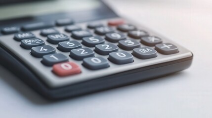 calculator, showing every detail of its buttons and screen, isolated on a clean white surface