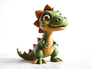 Fototapeta premium Cartoon Dinosaur, White Background, Cute