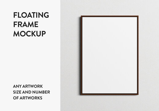 Floating Frame Print Canvas Any Size Interior Wall Art Poster Room Mockup Template