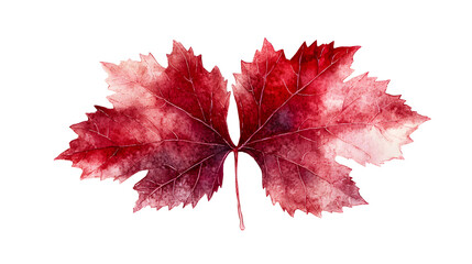 Vibrant Red Maple Leaf With White Accents On Clean White Background.