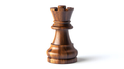 Chess King Piece With Realistic Wood Texture Isolated On White Background.