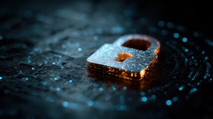 A glowing blue digital padlock at the center of a technological interface, symbolizing data protection in the digital age