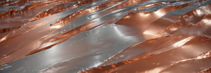 Shimmering silver and copper metallic texture, abstract background , sleek, modern, grid