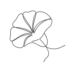 Simple line drawing of a flower with six petals and two stems