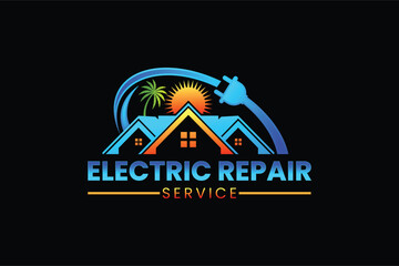 Electric logo. Electrical Power Sun Solar Energy Logo