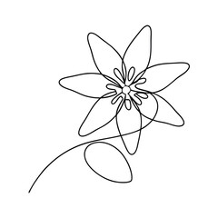 Elegant continuous line drawing of a delicate and minimalist floral design art