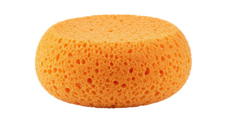 Close-up of an orange cleaning sponge isolated PNG with Transparent Background