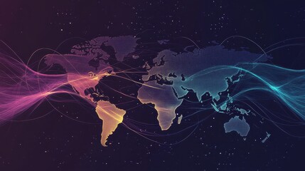 Logistics network flat design front view global trade animation Split-complementary color scheme.