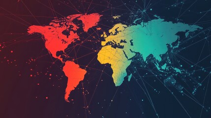 Fototapeta premium Logistics network flat design front view global trade animation Split-complementary color scheme.