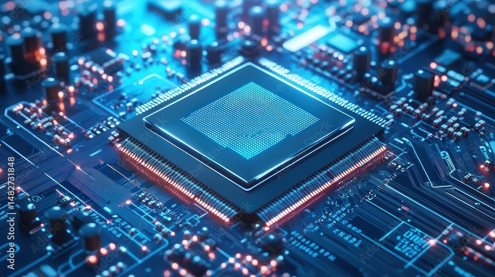 Poster cpu with augmented reality overlays displaying technical specifications