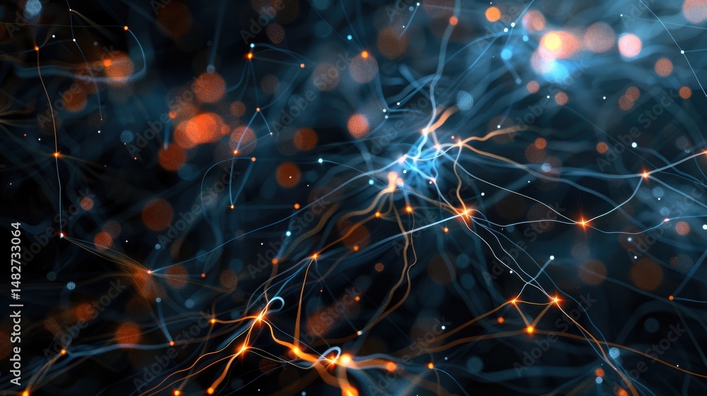 Poster abstract picture of colorful particle with sparkle electric style design connect become structure of