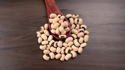 Uncooked black eyed peas. Health food concept.