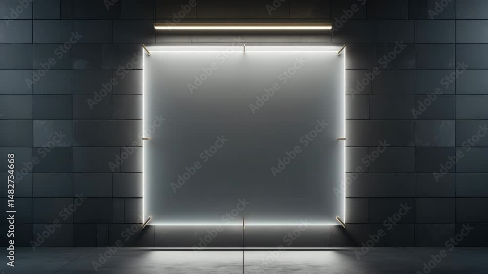 Poster rectangular blank panel mounted on a background, perfect for graphic design projects and signage con