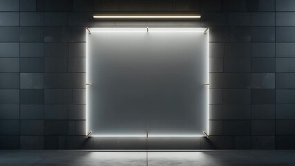 Rectangular blank panel mounted on a background, perfect for graphic design projects and signage concepts.