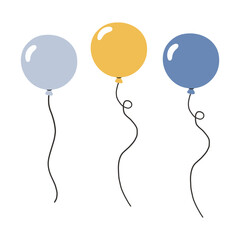 Birthday balloons set. Birthday party. Invitation, sticker, greeting card © ElenaVector44