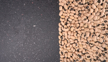 Uncooked black eyed peas. Health food concept.
