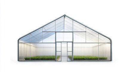 Obraz premium Agricultural greenhouse with white background. Isolated on pure white. 3d illustration.