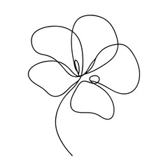 Elegant floral illustration with continuous single line art of five petal flower