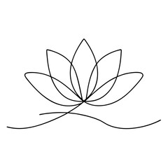 Minimalist Lotus Flower Illustration on White Background Symbolizing Purity and Spirituality