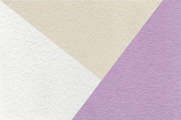 Fototapeta premium Texture craft white beige and violet paper background, macro. Vintage abstract pastel cardboard