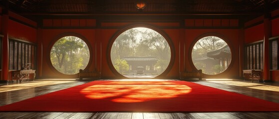 Tranquil Asian Palace Interior