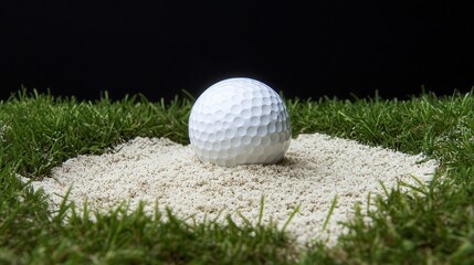 grass at the edge of a bunker, with grains of sand scattered around, highlighting the challenge ahead